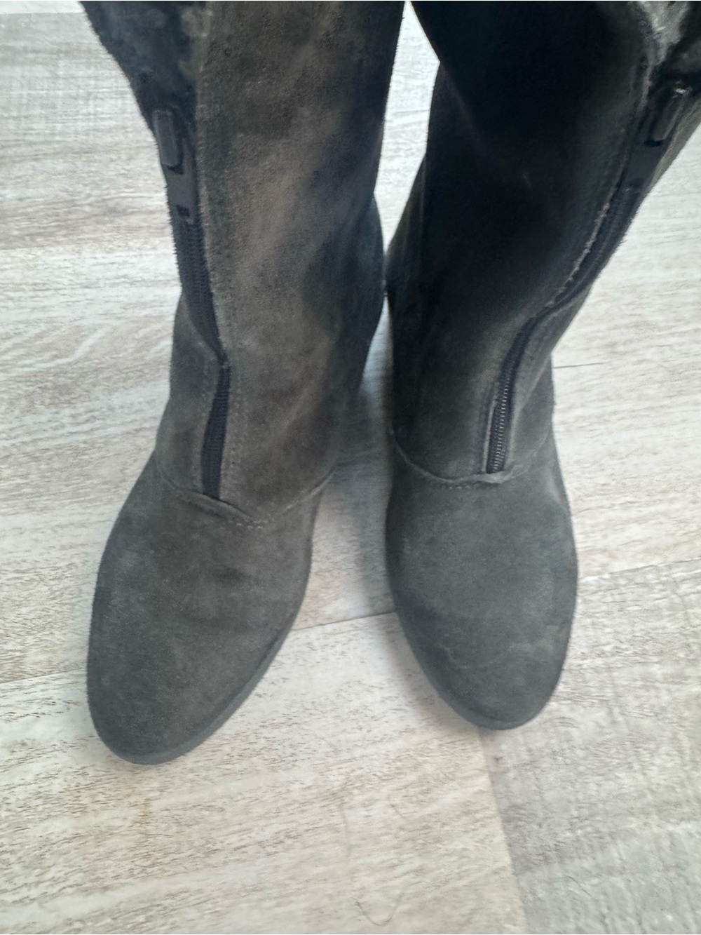 Women's Grey Suede Zip Boots